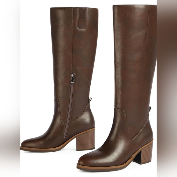 Elegant Brown Over the Knee Boots - Picture 3 of 5